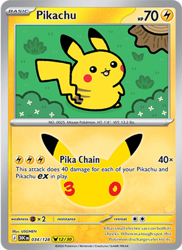 Pikachu — 30th Celebration 034/128